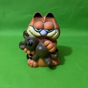 Vintage 1980s Garfield Coin Piggy Bank Pookie Teddy Bear